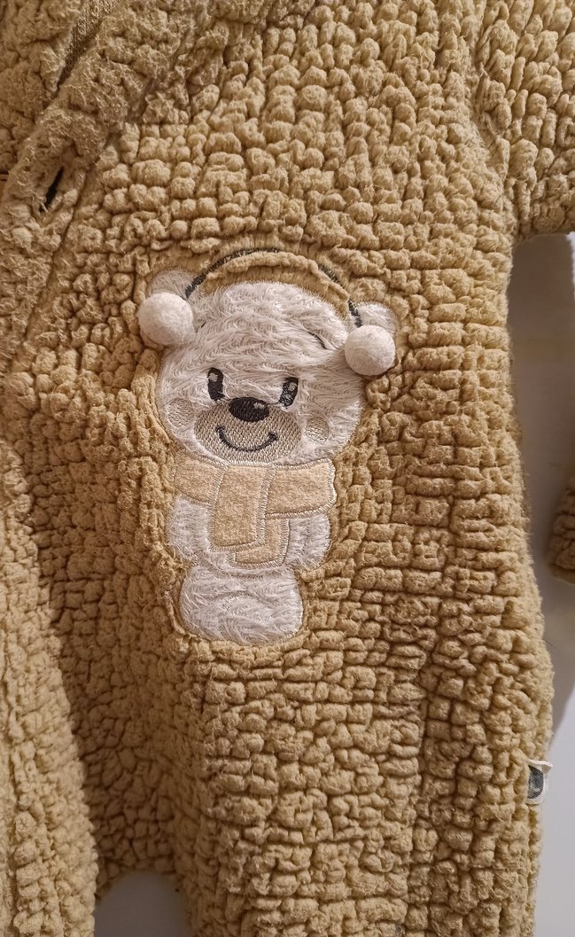 Örgü Dokulu Kahverengi Bebek Tulumu - Görsel 4