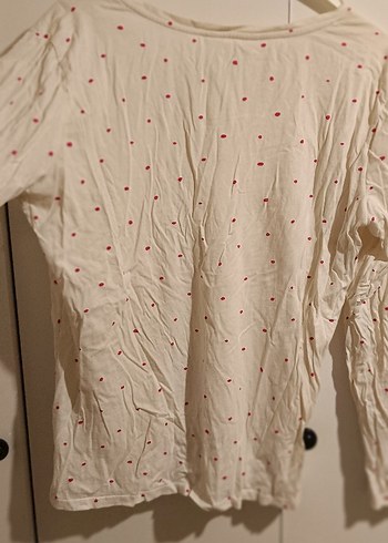 Düğmeli Uzun Kollu pijama üstü Tişört - Görsel 3