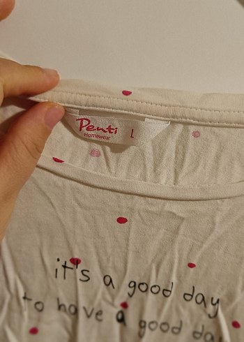 Düğmeli Uzun Kollu pijama üstü Tişört - Görsel 2