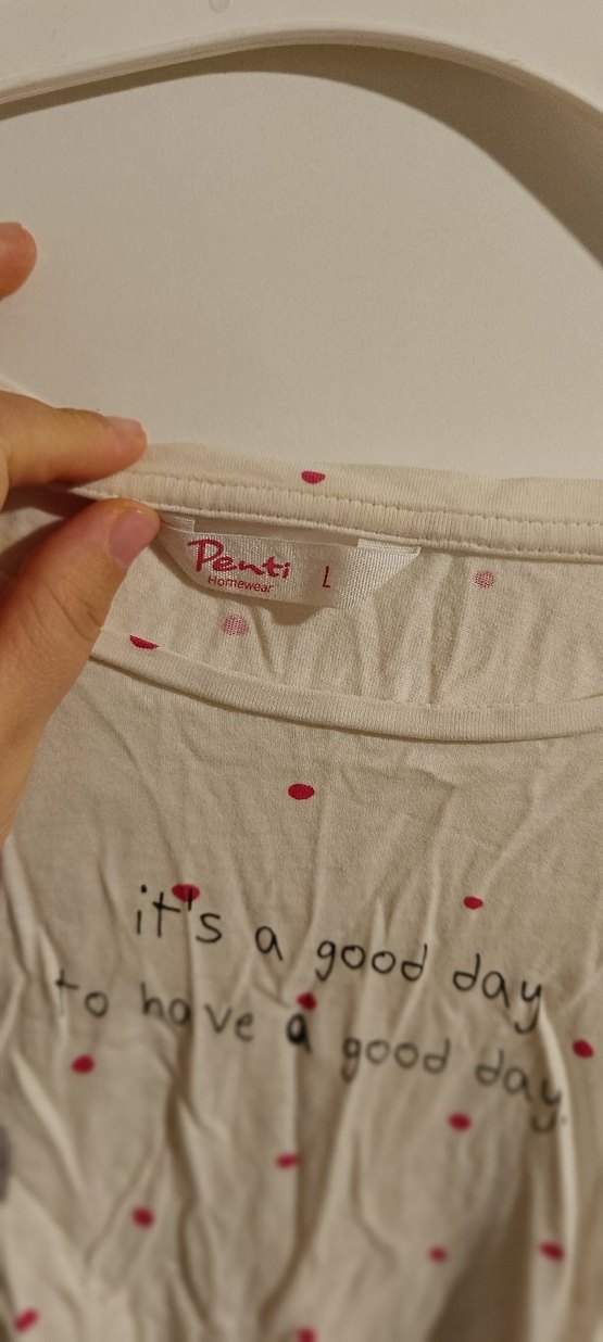 Düğmeli Uzun Kollu pijama üstü Tişört - Görsel 2