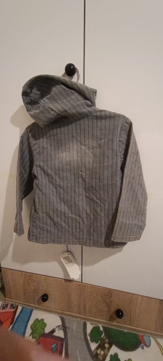 Kapüşonlu Gri Erkek Çocuk Kot Ceket - Görsel 5