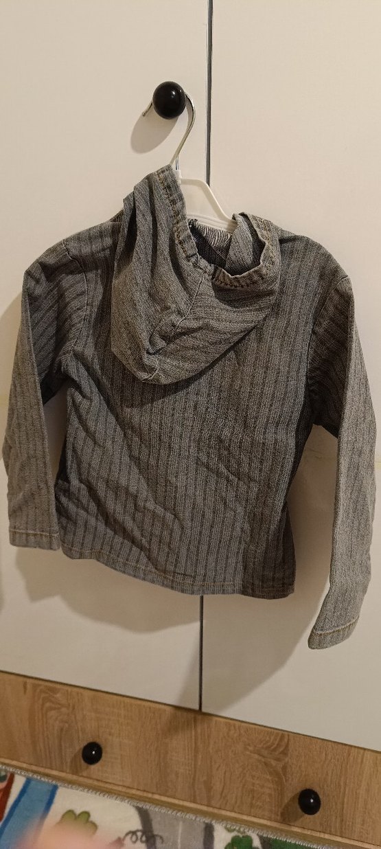 Kapüşonlu Gri Erkek Çocuk Kot Ceket - Görsel 2