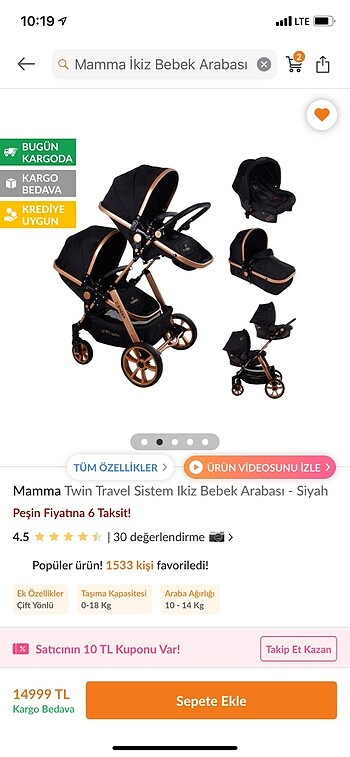 Diğer Beden Mamma ikiz bebek arabası