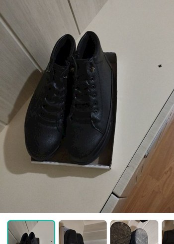 Flo Ayakkabı Siyah Deri Sneaker