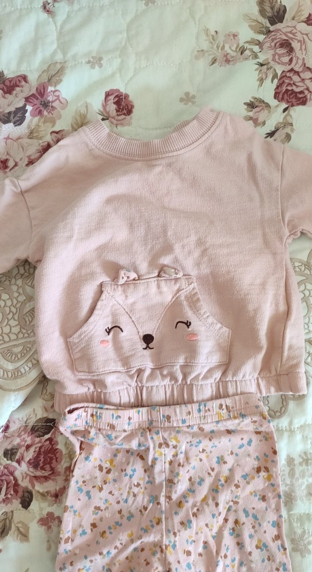 Dantel Detaylı Pembe Bebek Kız Takımı - Görsel 3