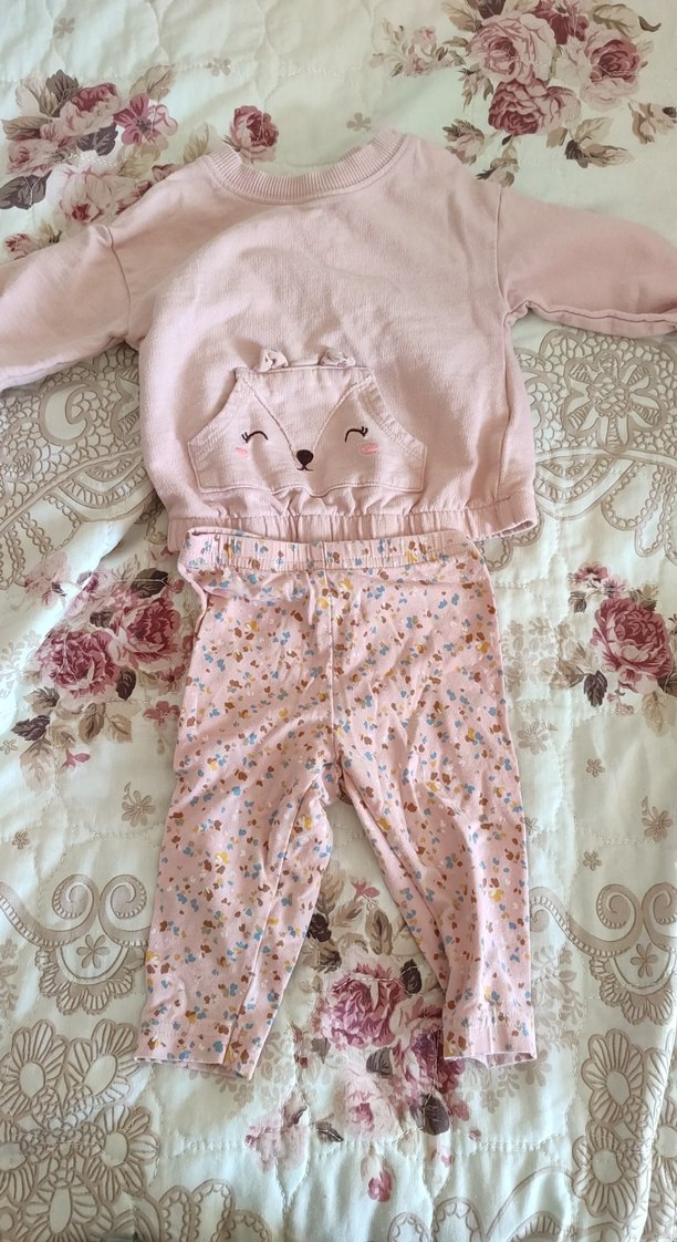 Dantel Detaylı Pembe Bebek Kız Takımı - Görsel 2