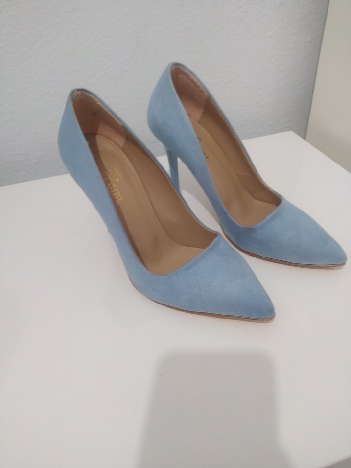 Mavi Süet Stiletto Topuklu Kadın Ayakkabı - Görsel 4