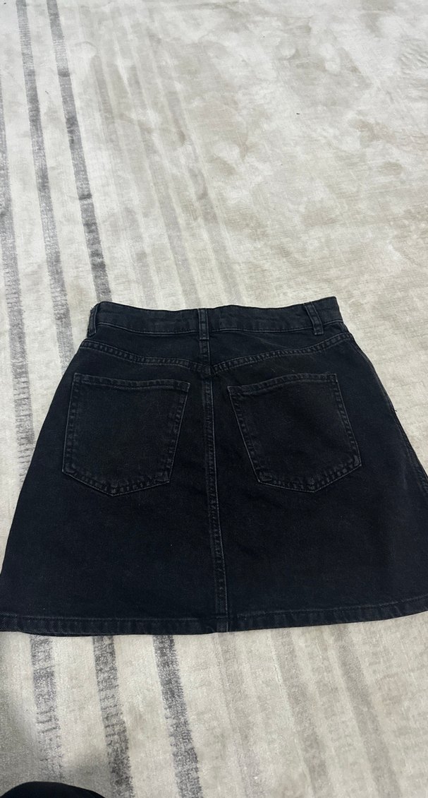 Siyah Kadın Denim Mini Etek - Görsel 2