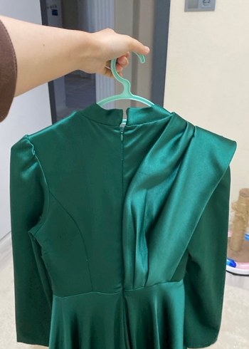 Yeşil Uzun Kollu İşlemeli Abiye Elbise - Görsel 2