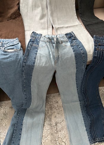 36 Beden kahverengi Renk Jean kot pantolon zara mango bershka stradi koton