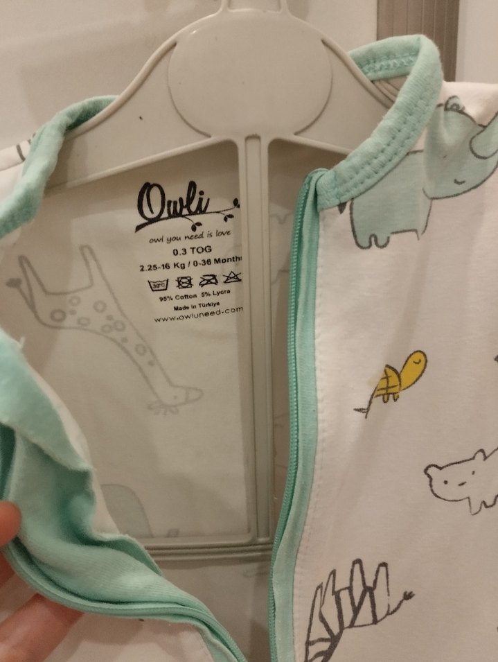 Çocuk Pastel Gri Desenli Uyku Tulumu - Görsel 2