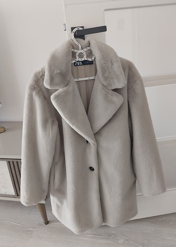 Bej Kadın Midi Boy Kürk Detaylı Kaban - Görsel 2