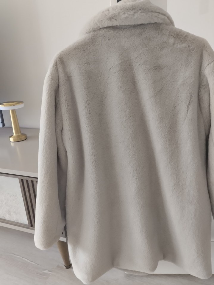 Bej Kadın Midi Boy Kürk Detaylı Kaban - Görsel 4