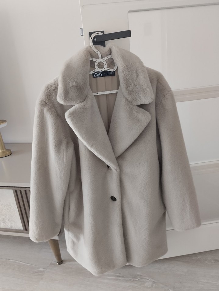 Bej Kadın Midi Boy Kürk Detaylı Kaban - Görsel 2