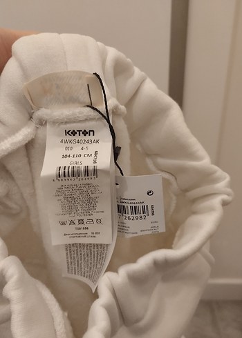 Beyaz Baskılı Kemerli Kız Eşofman Altı - Görsel 3