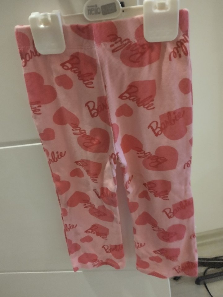 Pembe Barbie Baskılı Fırfırlı Kız Taytı - Görsel 2