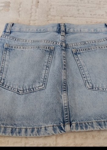 Kadın Mavi Denim Mini Etek - Görsel 2