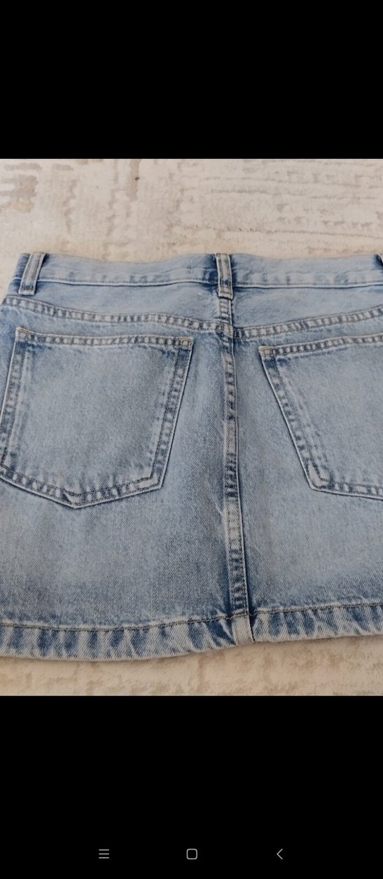 Kadın Mavi Denim Mini Etek - Görsel 2