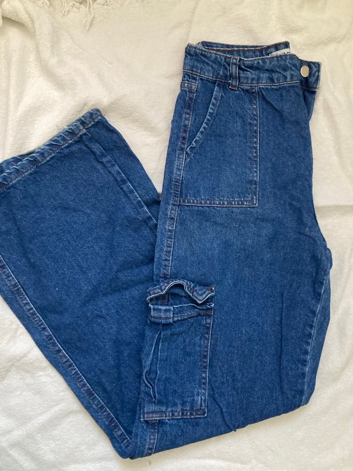 geniş paça kargo kot pantolon - Görsel 2