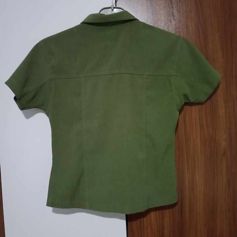 Yeşil Süet Kısa Kollu Fermuarlı Ceket - Görsel 2