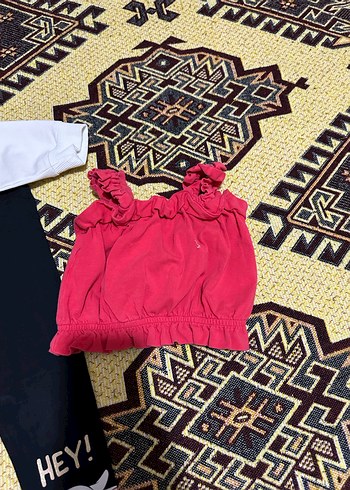 2 Yaş Beden Uzun Kollu Renkli Baskılı Bebek Kız Takımı