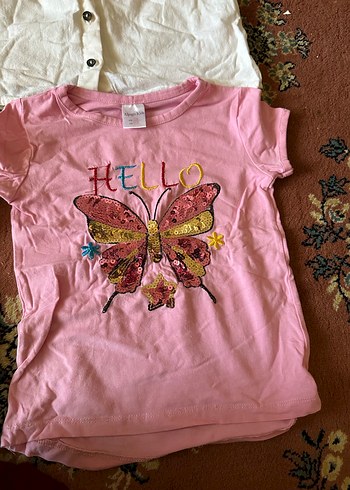 Kız Çocuk Pembe Payetli Tişört - Görsel 2