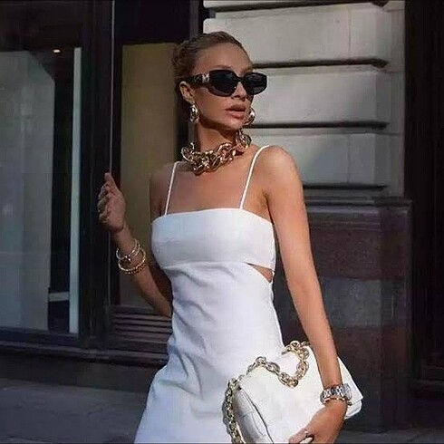 Zara Zara Beyaz Kısa Elbise