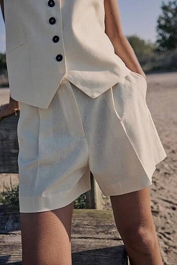 Zara Krem Şort - Görsel 2