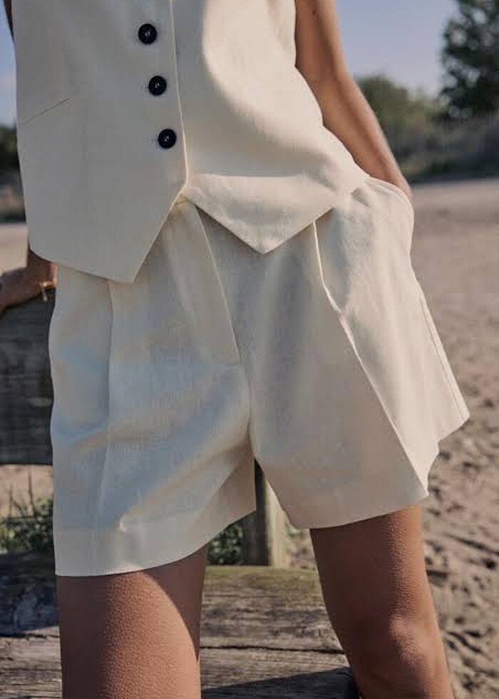 Zara Krem Şort - Görsel 2