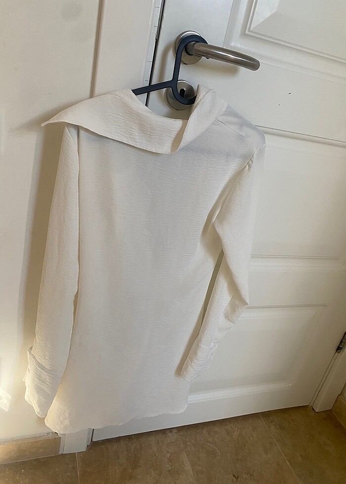 Beyaz Gömlek Elbise - Görsel 4