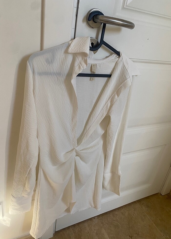 Beyaz Gömlek Elbise - Görsel 2