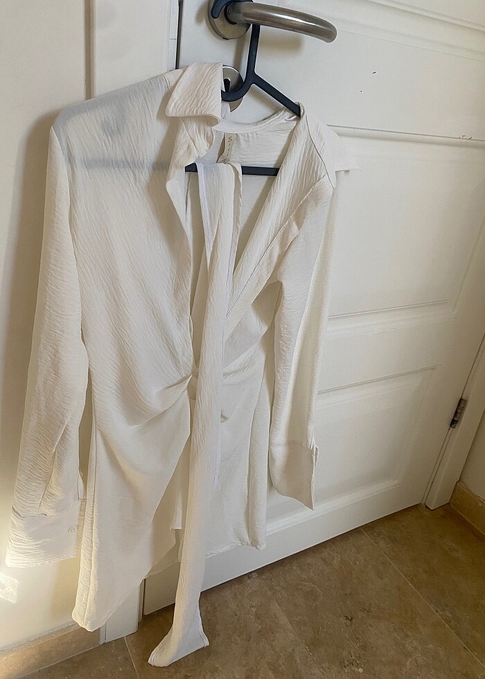 Beyaz Gömlek Elbise - Görsel 3