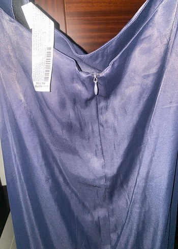 Lacivert Uzun Saten Kadın Etek - Görsel 5