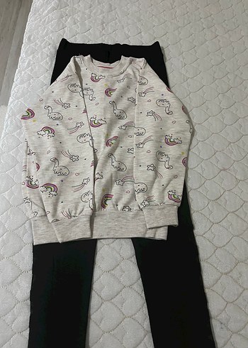 Kız Çocuk Gri Sweatpant ve Uzun Kollu Üst - Görsel 3