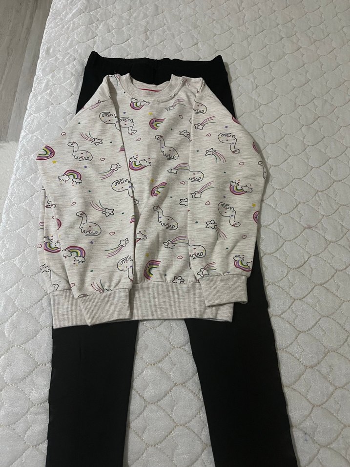 Kız Çocuk Gri Sweatpant ve Uzun Kollu Üst - Görsel 3