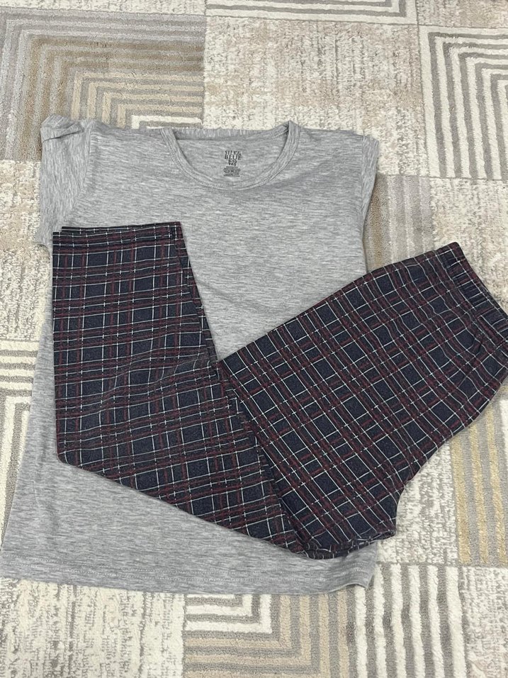 Gri Kısa Kollu Erkek Pijama Takımı - Görsel 2