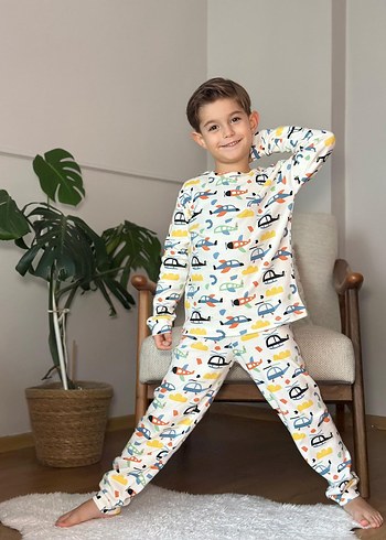 Renkli Baskılı Pamuklu Çocuk Pijama Takımı - Görsel 2
