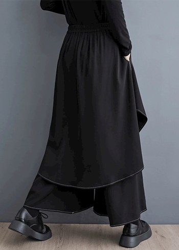 Siyah Goth Uzun Salaş Drapeli Etek Etek Pantolon - Görsel 2
