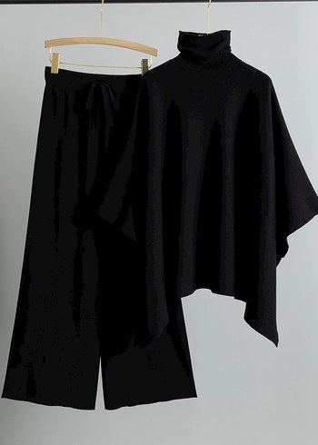 Bordo Uzun Kollu Yüksek Yaka Kadın Takım - Görsel 3