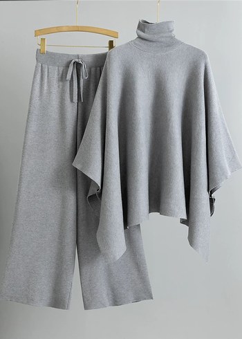 Bordo Uzun Kollu Yüksek Yaka Kadın Takım - Görsel 2