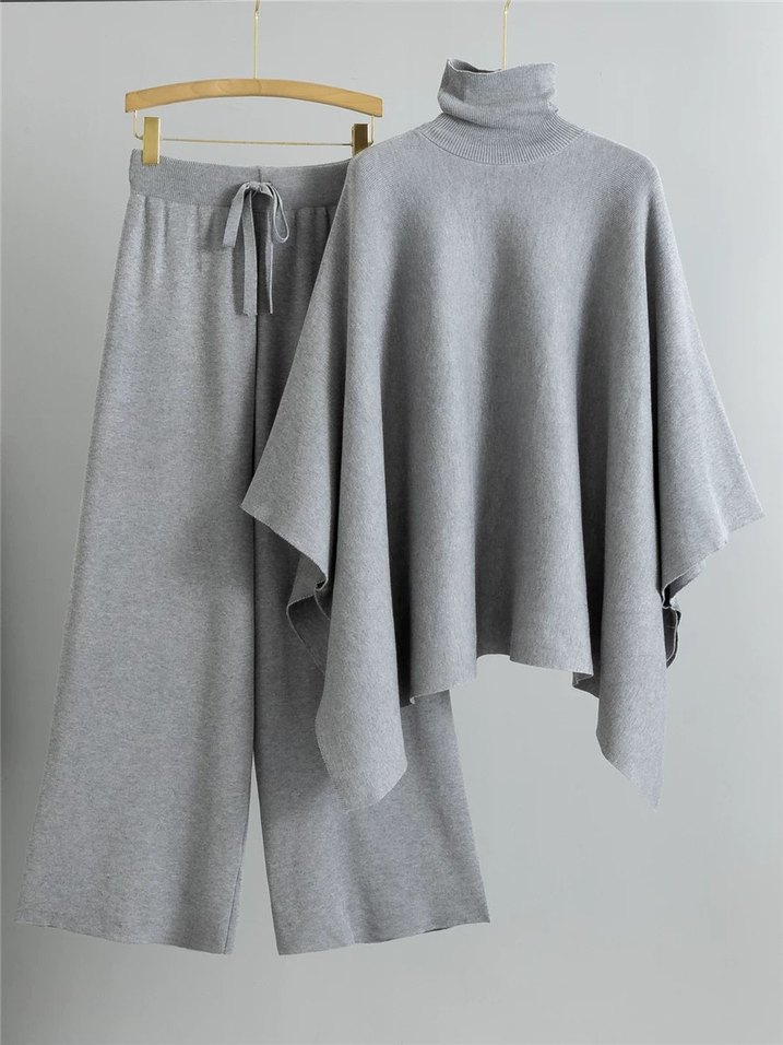 Bordo Uzun Kollu Yüksek Yaka Kadın Takım - Görsel 2