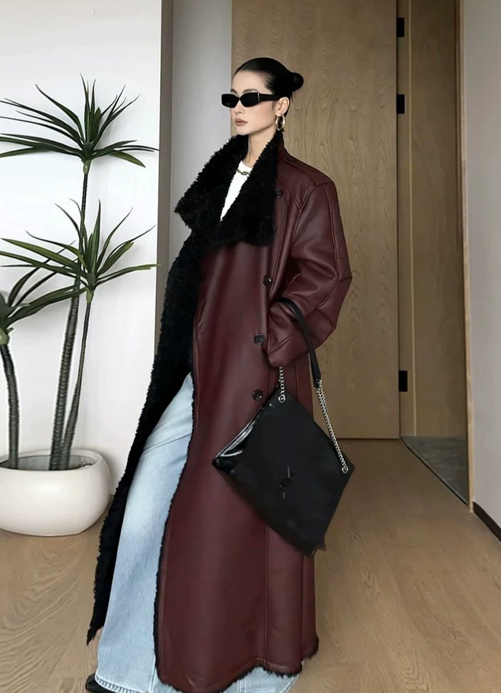 ithal deri içi kürklü mont kaban - Görsel 2