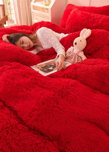 Pembe Yumuşak Peluş Yatak Örtüsü Seti - Görsel 4