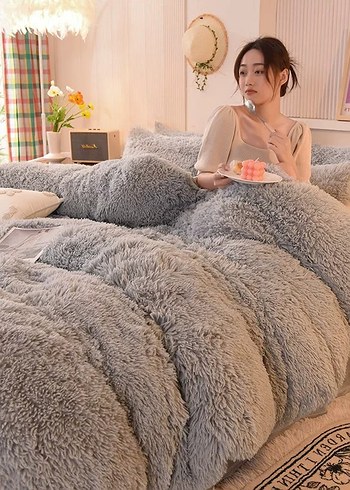 Pembe Yumuşak Peluş Yatak Örtüsü Seti - Görsel 11