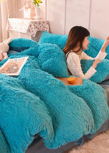 Pembe Yumuşak Peluş Yatak Örtüsü Seti - Görsel 8