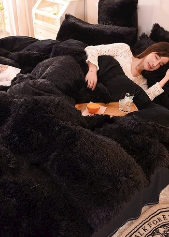 Pembe Yumuşak Peluş Yatak Örtüsü Seti - Görsel 7