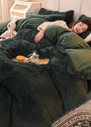 Pembe Yumuşak Peluş Yatak Örtüsü Seti - Görsel 15