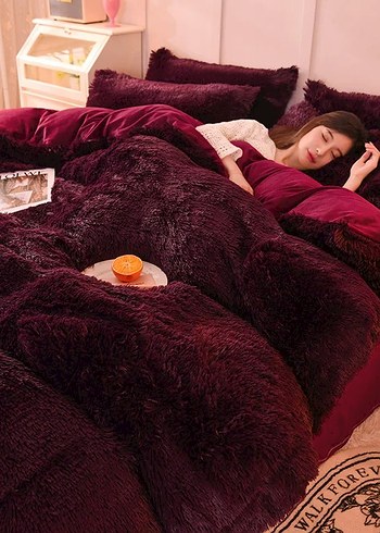 Pembe Yumuşak Peluş Yatak Örtüsü Seti - Görsel 9