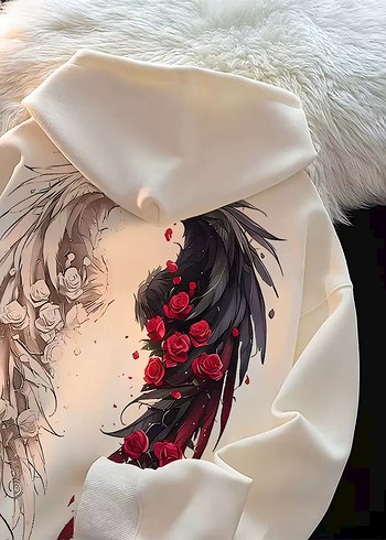 Siyah Beyaz Kapüşonlu Çift Kombini Sweatshirt - Görsel 4