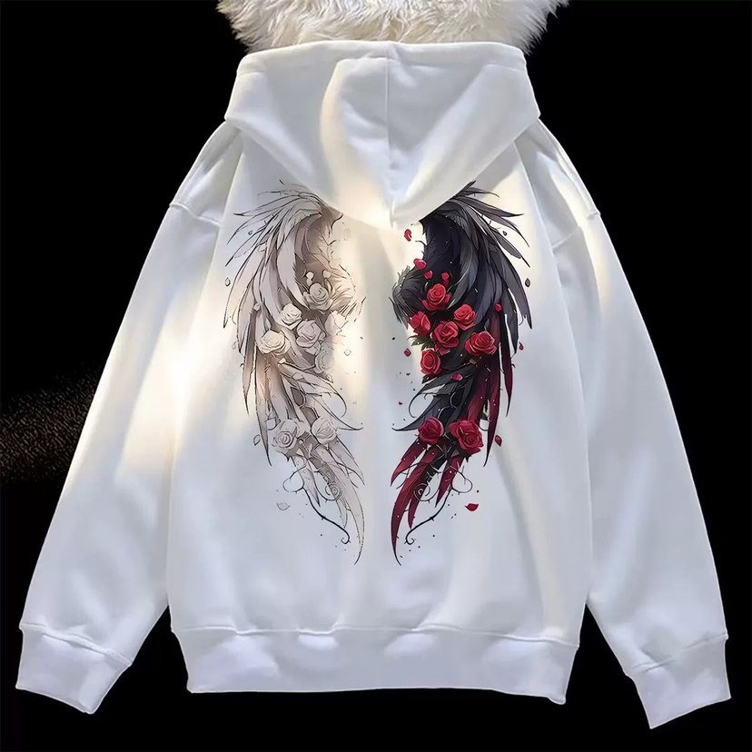 Siyah Beyaz Kapüşonlu Çift Kombini Sweatshirt - Görsel 3